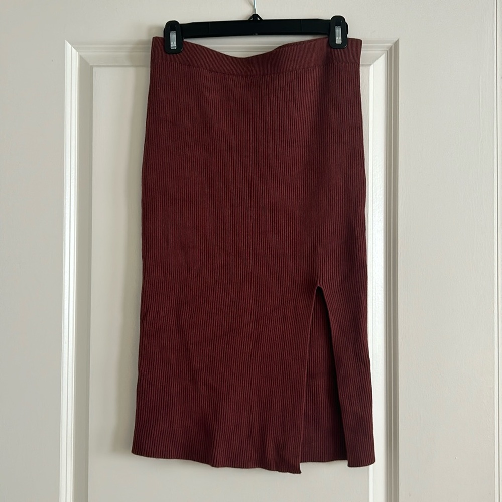 Abercrombie & Fitch Burgundy Midi Sweater Skirt